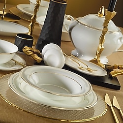 Evaliza Perla Gold 60 Parça 12 Kişilik Yemek Takımı