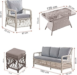 Evdemo Edra 3+1+1 Cam Masalı Rattan Bahçe Balkon Takımı