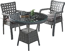 Evdemo Ayaz 2 Kişilik Rattan Açık Gri Bahçe & Balkon Takımı