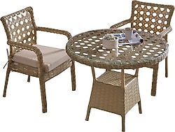 Evdemo Ayaz 2 Kişilik Rattan Cappuccino Bahçe & Balkon Takımı