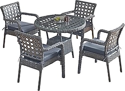 Evdemo Ayaz 4 Kişilik Rattan Gri Bahçe & Balkon Takımı
