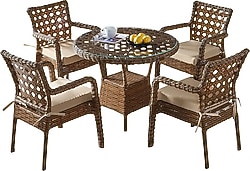 Evdemo Ayaz 4 Kişilik Rattan Kahverengi Bahçe & Balkon Takımı