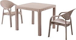 Evdemo Bamboo 2 Kişilik Cappuccino Rattan Bahçe & Balkon Takımı