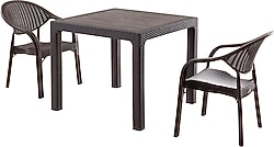 Evdemo Bamboo 2 Kişilik Kahverengi Rattan Bahçe & Balkon Takımı