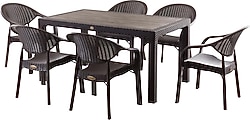 Evdemo Bamboo 6 Kişilik Rattan Kahverengi Bahçe & Balkon Takımı