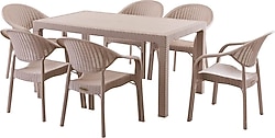 Evdemo Bamboo 6 Kişilik Rattan Bahçe & Balkon Takımı