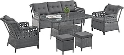 Evdemo Deniz Rattan Puflu 3+1+1 Bahçe Balkon Takımı