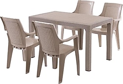 Evdemo Efes 4 Kişilik Cappuccino Rattan Bahçe & Balkon Takımı