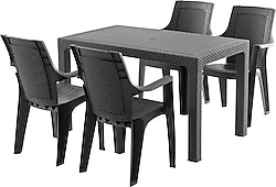 Evdemo Efes 4 Kişilik Siyah Rattan Bahçe & Balkon Takımı