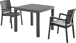 Evdemo King 2 Kişilik Rattan Siyah Bahçe & Balkon Takımı