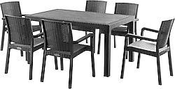 Evdemo King 6 Kişilik Rattan Siyah Bahçe & Balkon Takımı