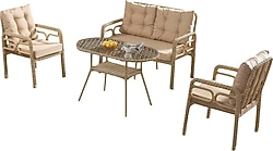 Evdemo Rio 2+1+1+Camlı Masa Cappuccino Bahçe & Balkon Takımı