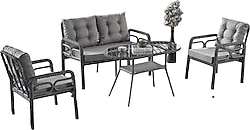 Evdemo Rio 2+1+1+Camlı Masa Rattan Bahçe & Balkon Takımı