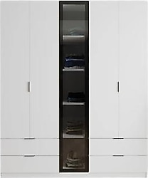 Evdemo Safir 210 cm 4 Çekmeceli 5 Cam Kapaklı Gardırop