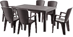 Evdemo Side 6 Kişilik Rattan Kahverengi Bahçe & Balkon Takımı