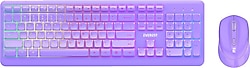 Everest KM-1500 Mor Şarjlı Kablosuz Klavye Mouse Seti