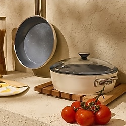 Evidea Kitchen Toscana Chef 3 Parça Tava ve 26 cm Karnıyarık Tencere Seti