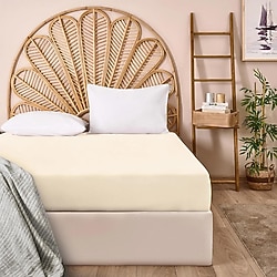 Evidea Soft Basic Ekru 180x200 cm Çift Kişilik Lastikli Çarşaf