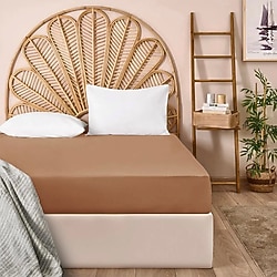 Evidea Soft Basic Karamel 100x200 cm Tek Kişilik Lastikli Çarşaf
