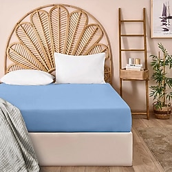 Evidea Soft Basic Mavi 180x200 cm Çift Kişilik Lastikli Çarşaf