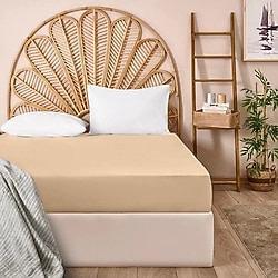 Evidea Soft Penye Bej 100x200 cm Tek Kişilik Lastikli Çarşaf