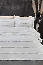 Evlen Home Echos El İşi Çift Taraflı Pamuklu Tek Kişilik Yatak Örtüsü Takımı