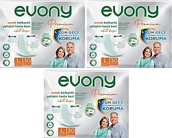 Evony Premium Esnek Belbantlı Büyük Boy L 30'lu 3 Adet Hasta Bezi
