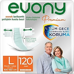 Evony Premium Esnek Belbantlı Büyük Boy L 30'lu 4 Adet Hasta Bezi