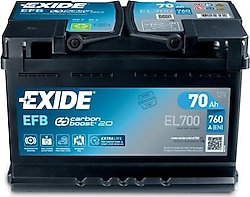 Exide EL700 Start-Stop EFB 70 Ah 760 A EN Akü