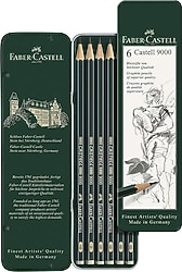 Faber-Castell 9000 6'lı Metal Kutu Dereceli Kalem