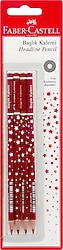 Faber-Castell Yıldız Desenli 4'lü Kırmızı Kopya Kalemi