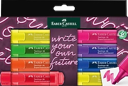 Faber-Castell Genz 1546 Textliner Şeffaf Gövde 8'li Fosforlu Kalem