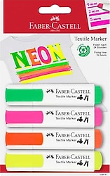 Faber-Castell Neon Renkler 4'lü Tekstil Markör Seti