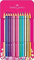 Faber-Castell Metal Kutu Parlak Renkler 12'li Kuru Boya Seti