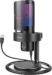 Fifine Ampligame A9 Siyah RGB USB Yayıncı Mikrofonu