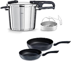 Fissler Vitaquick Edition 6 lt Düdüklü Tencere + Tava Seti