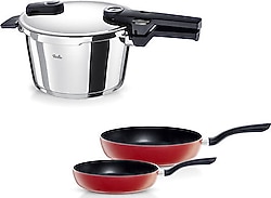 Fissler Vitaquick Glossy 4.5 lt Düdüklü Tencere + Kırmızı Cenit Tava Seti