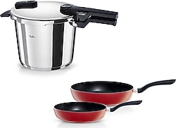 Fissler Vitaquick Glossy 6 lt Düdüklü Tencere + Kırmızı Cenit Tava Seti