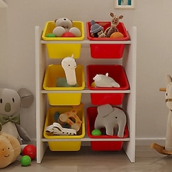 Flinder 6 Sepetli Montessori Kırmızı-Sarı Oyuncak Dolabı