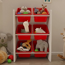 Flinder 6 Sepetli Montessori Kırmızı Oyuncak Dolabı