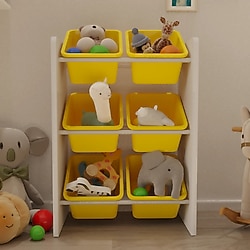 Flinder 6 Sepetli Montessori Sarı Oyuncak Dolabı