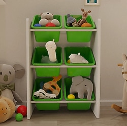 Flinder 6 Sepetli Montessori Yeşil Oyuncak Dolabı