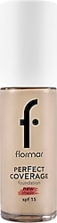 Flormar Perfect Coverage Yarı Parlak Bitişli SPF 15 130 Light Beige 30 ml Likit Fondöten