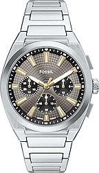 Fossil Everett FFS6128 Çelik Kordon Gümüş-Gri Erkek Kol Saati