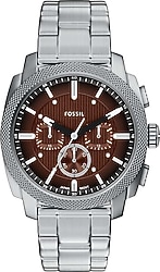 Fossil Machine FFS6144 Çelik Kordon Gümüş-Kahverengi Erkek Kol Saati