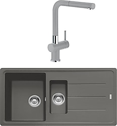 Franke BFG 651 1.5 Gözlü Stone Grey Eviye + Active Plus Doccia Krom Batarya