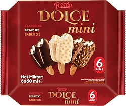 Freedo Dolce Mini Classic Badem ve Beyaz Dondurma 6x60 ml