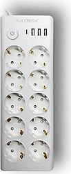 Fulltech FTR-14 Anahtarlı USB'li 2 m 10'lu Akım Korumalı Priz