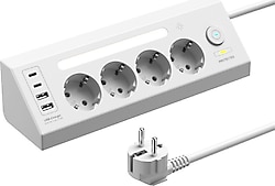 Fulltech FTR-22 Anahtarlı USB'li Beyaz 2 m 4'lü Akım Korumalı Priz