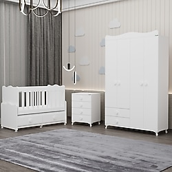 Garaj Home Elegant Yıldız 4 Kapaklı Bebek Odası Takımı